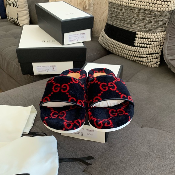 GUCCI Men’s GG terry cloth slide sandal SZ 9 - Picture 2 of 8